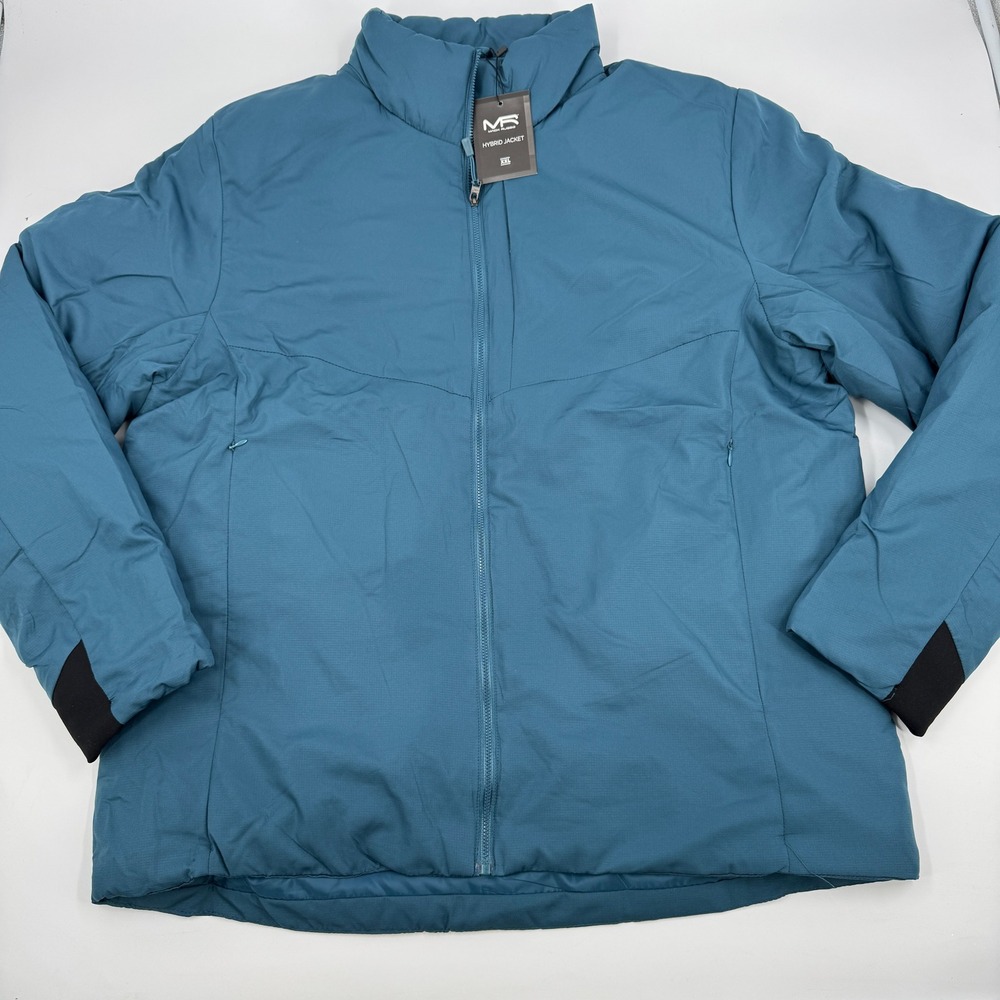Mack Russo Hybrid Jacket Mens XXL Teal Blue Insulated Mock Neck Full‎ Zip Puffer